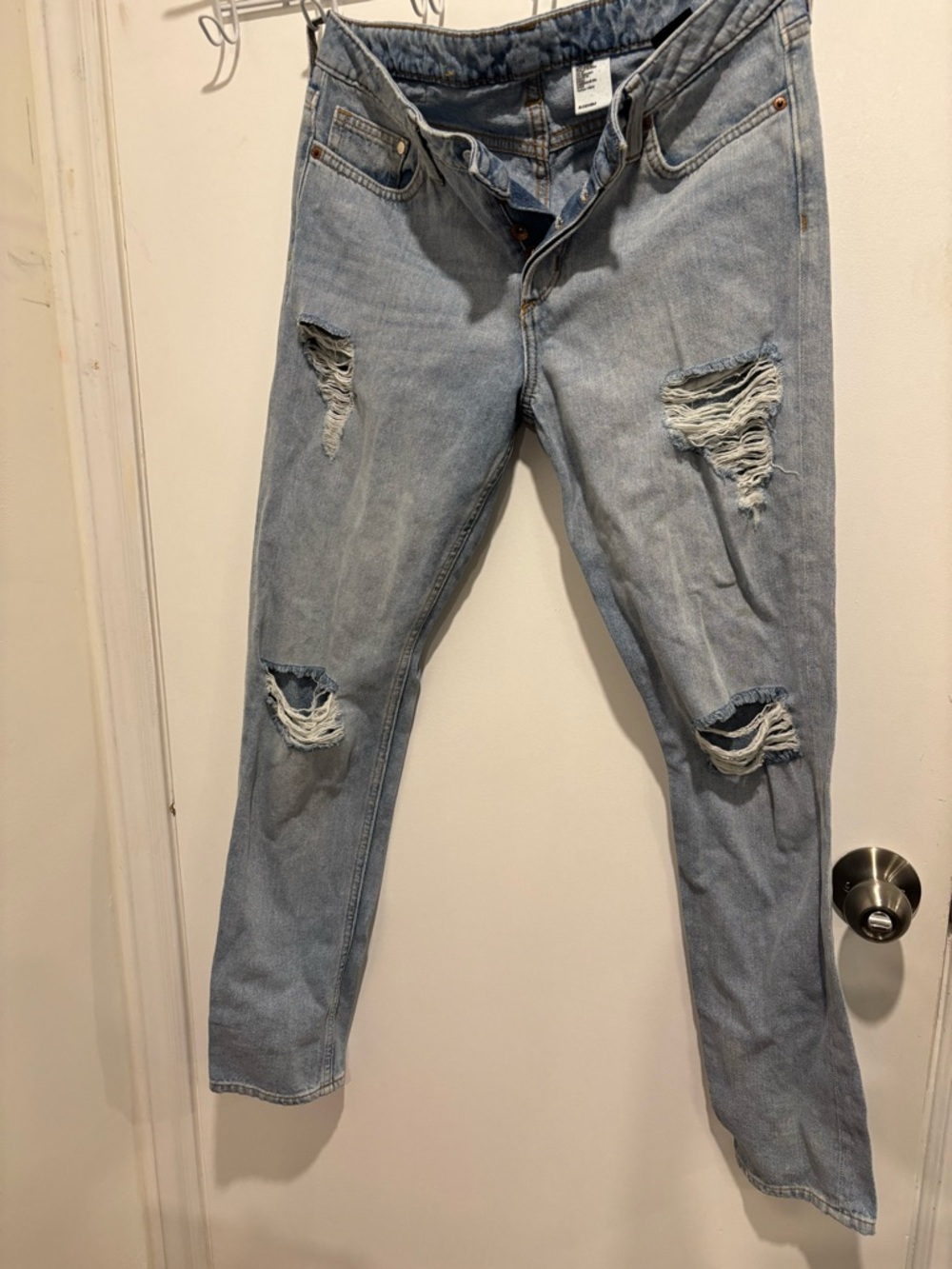 Denim & Supply Ralph Lauren Light Blue Distressed Straight Leg Jeans